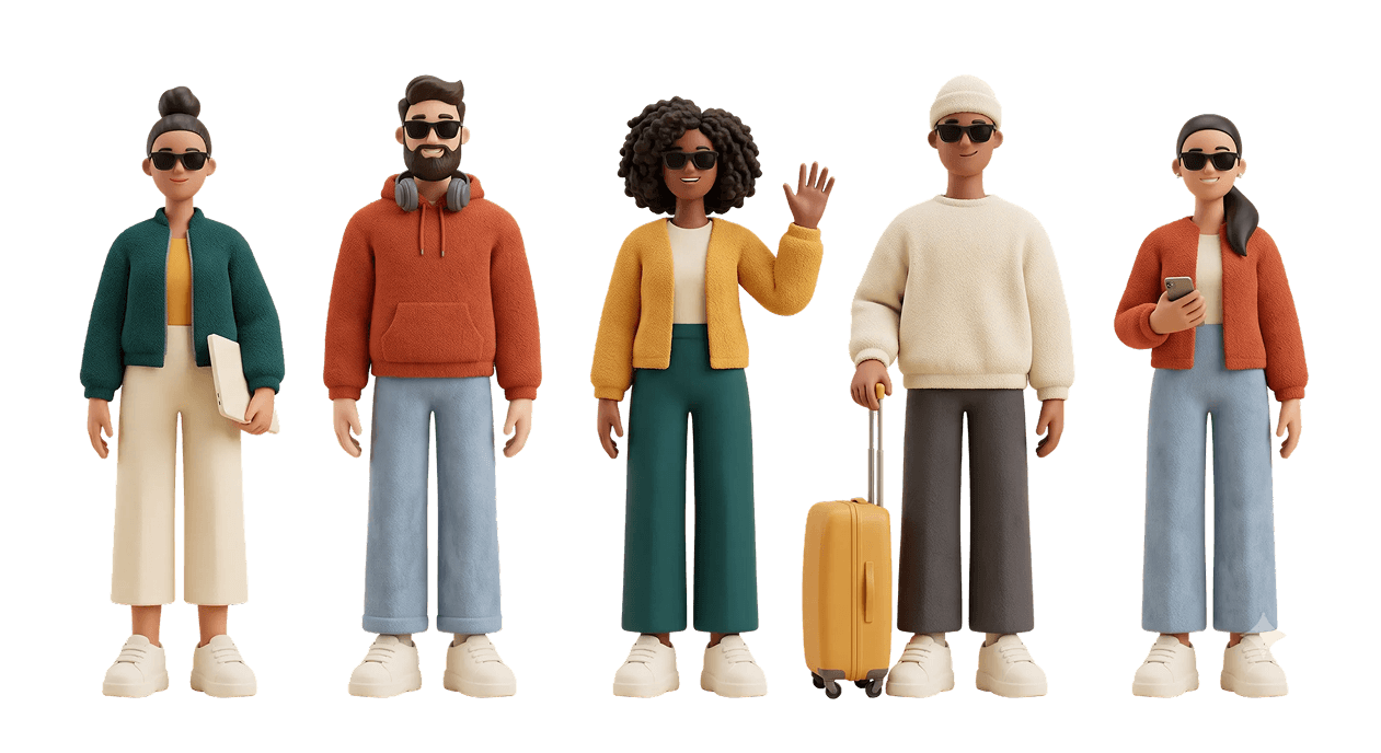 Profissionais brasileiros em estilo 3D — o elenco GlobeJobbers